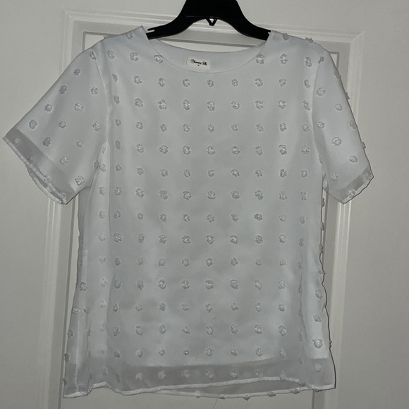 Blooming Jelly Tops - White Textured Sheer Overlay Blooming Jelly Top